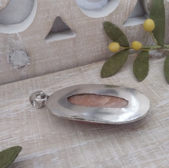 RHODOCHROSITE OVAL SILVER STONE PENDANT NWOT - Picture 7 of 7